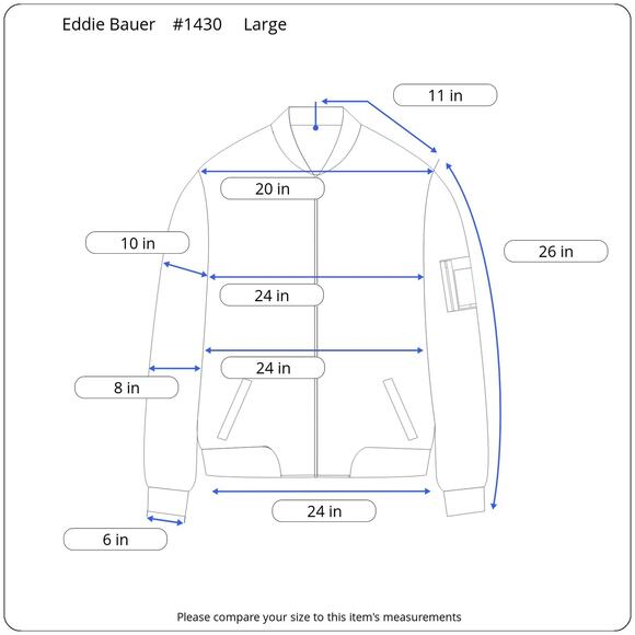 Leather Bomber Jacket Men’s L Black Brass Zipper Classic Flight | Eddie Bauer - Picture 12 of 12